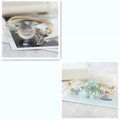 Simple Plant Dried Flower Specimen Glass Ball Bracelet Dandelion Sky Stars