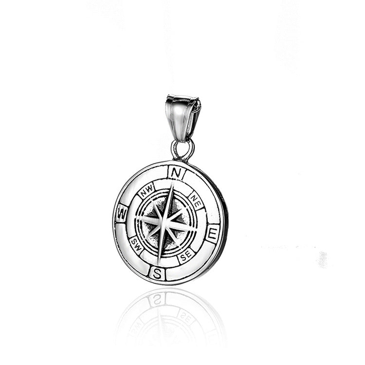 Titanium steel compass pendant