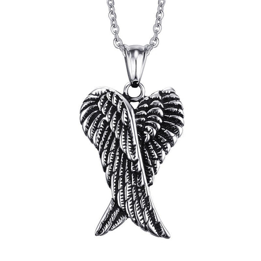 Stainless Steel Angel Wings Men's Pendant Necklace