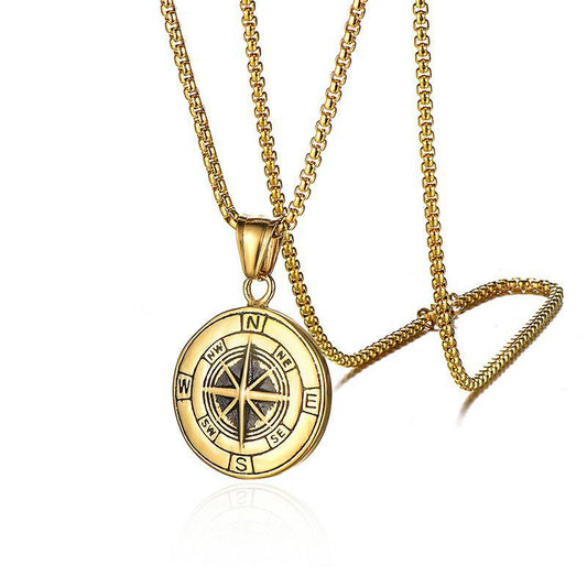 Titanium steel compass pendant