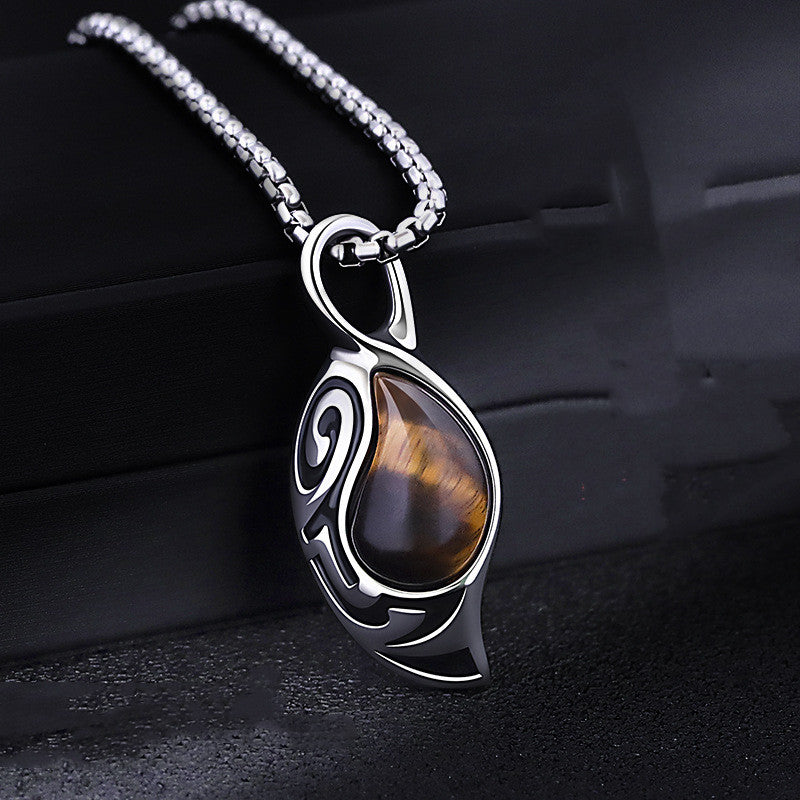 Simple Personality Tiger Eye Stone  Necklace