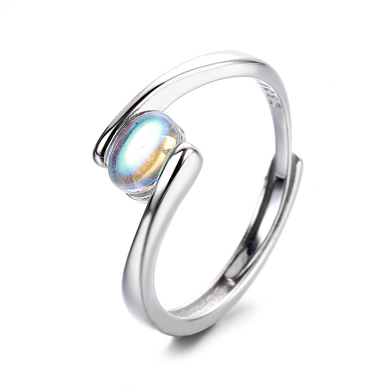 Temperament Spiral Pattern Blue Moonstone Ring Women