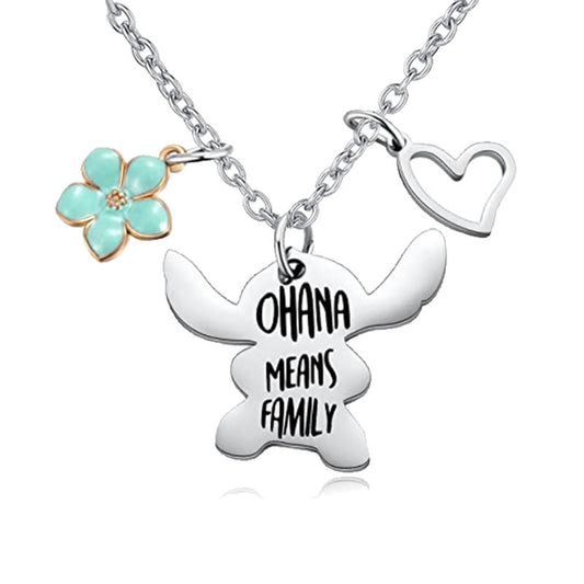 OHANA Means Family Necklace Stainless Steel Keychain Pendant