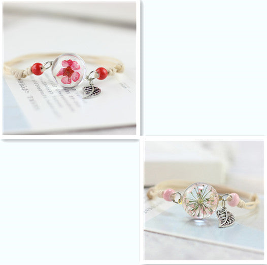 Simple Plant Dried Flower Specimen Glass Ball Bracelet Dandelion Sky Stars