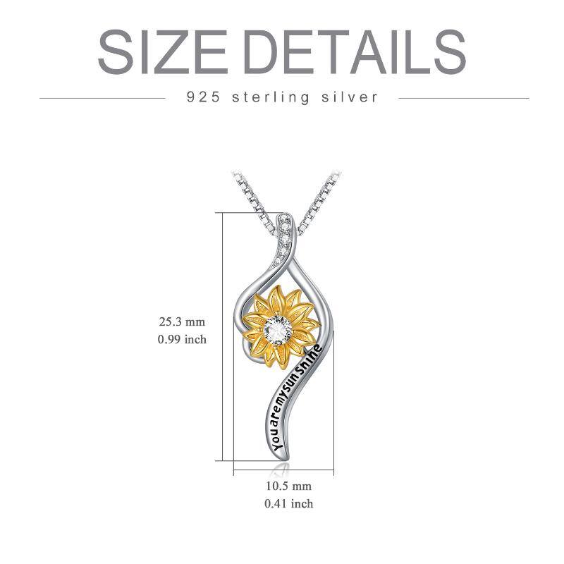 Sunflower Pendant Necklace 925 Sterling Silver You Are My Sunshine Sunflower Necklace Jewelry with White Cubic Zirconia