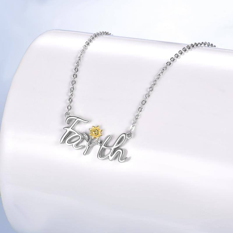 Sterling Silver Sunflower Faith Pendant Necklace For Women