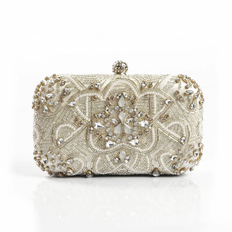 Women's Hand Sewn Rhinestone Chain Evening Bag