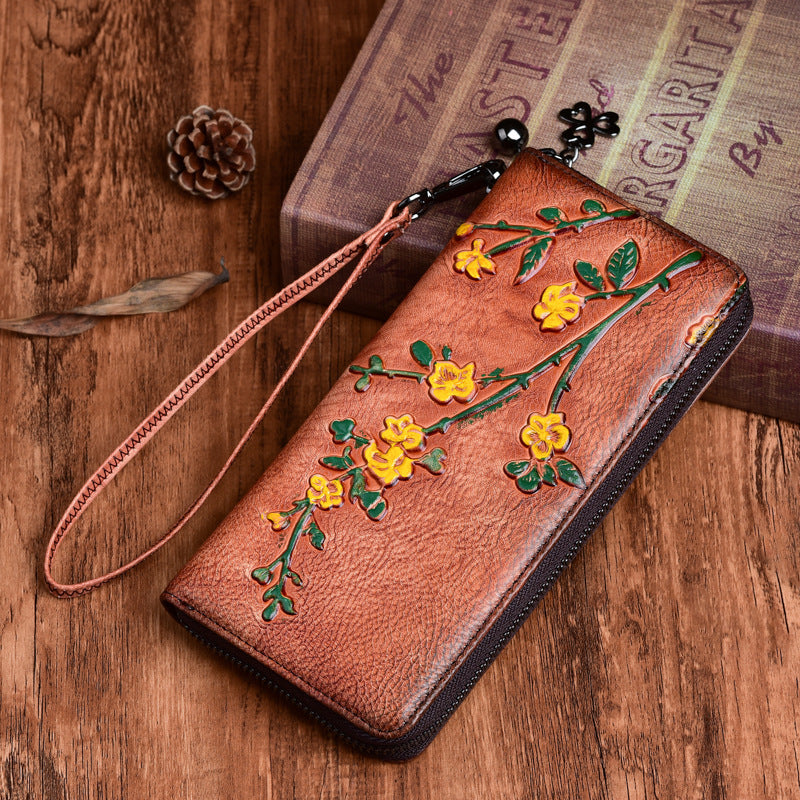 Long vegetable tanned purse