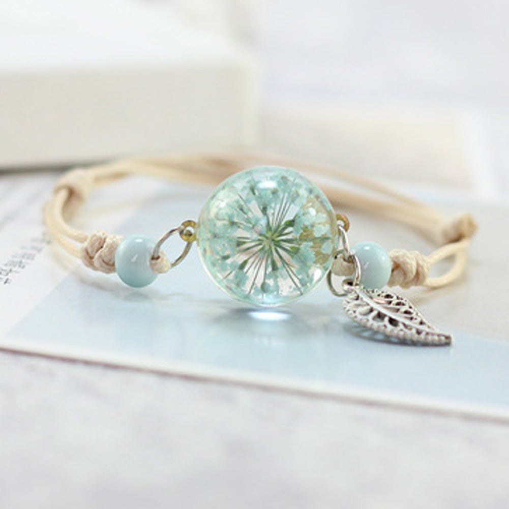 Simple Plant Dried Flower Specimen Glass Ball Bracelet Dandelion Sky Stars