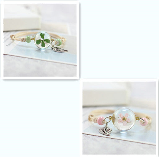 Simple Plant Dried Flower Specimen Glass Ball Bracelet Dandelion Sky Stars