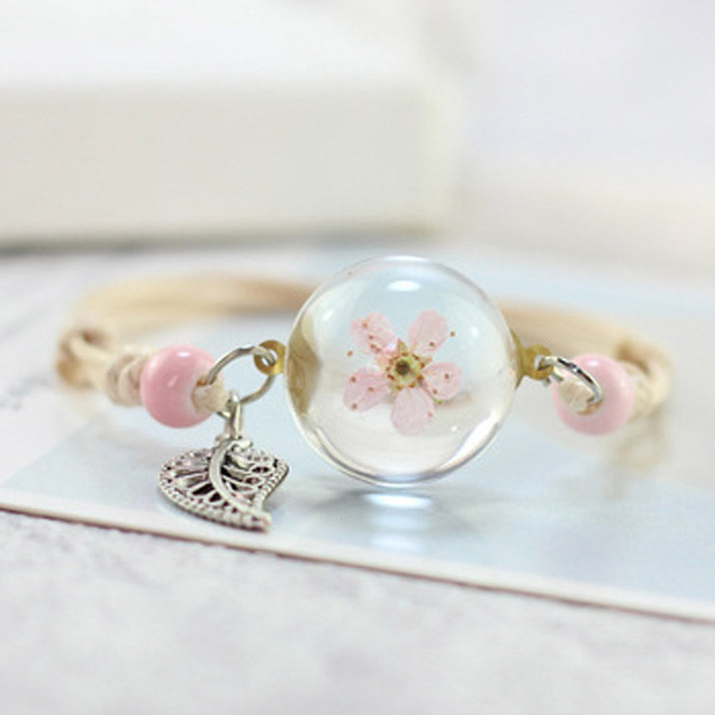 Simple Plant Dried Flower Specimen Glass Ball Bracelet Dandelion Sky Stars