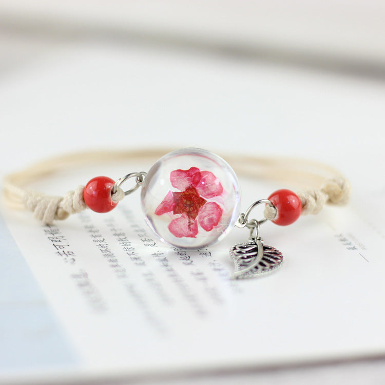 Simple Plant Dried Flower Specimen Glass Ball Bracelet Dandelion Sky Stars