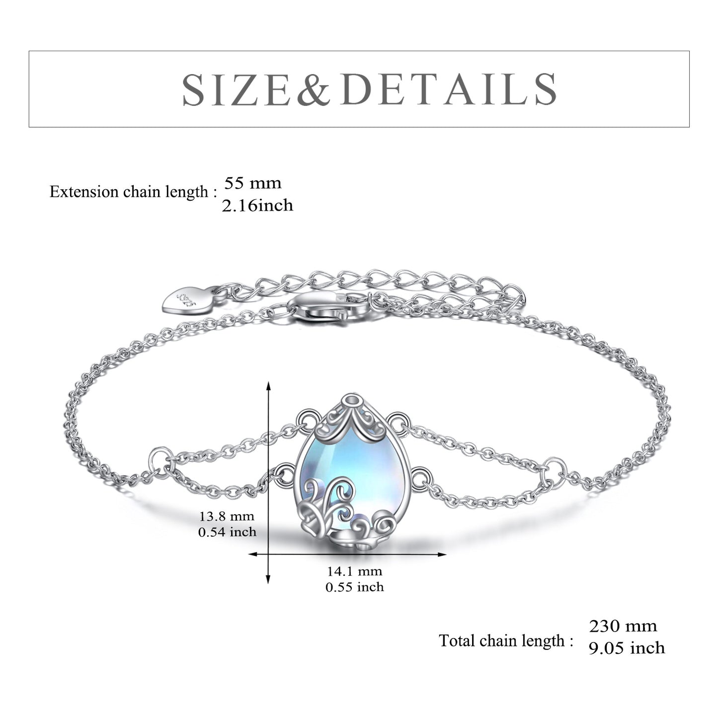 Sterling Silver Adjustable Moonstone Bracelets Moonstone Jewelry for Women Gift