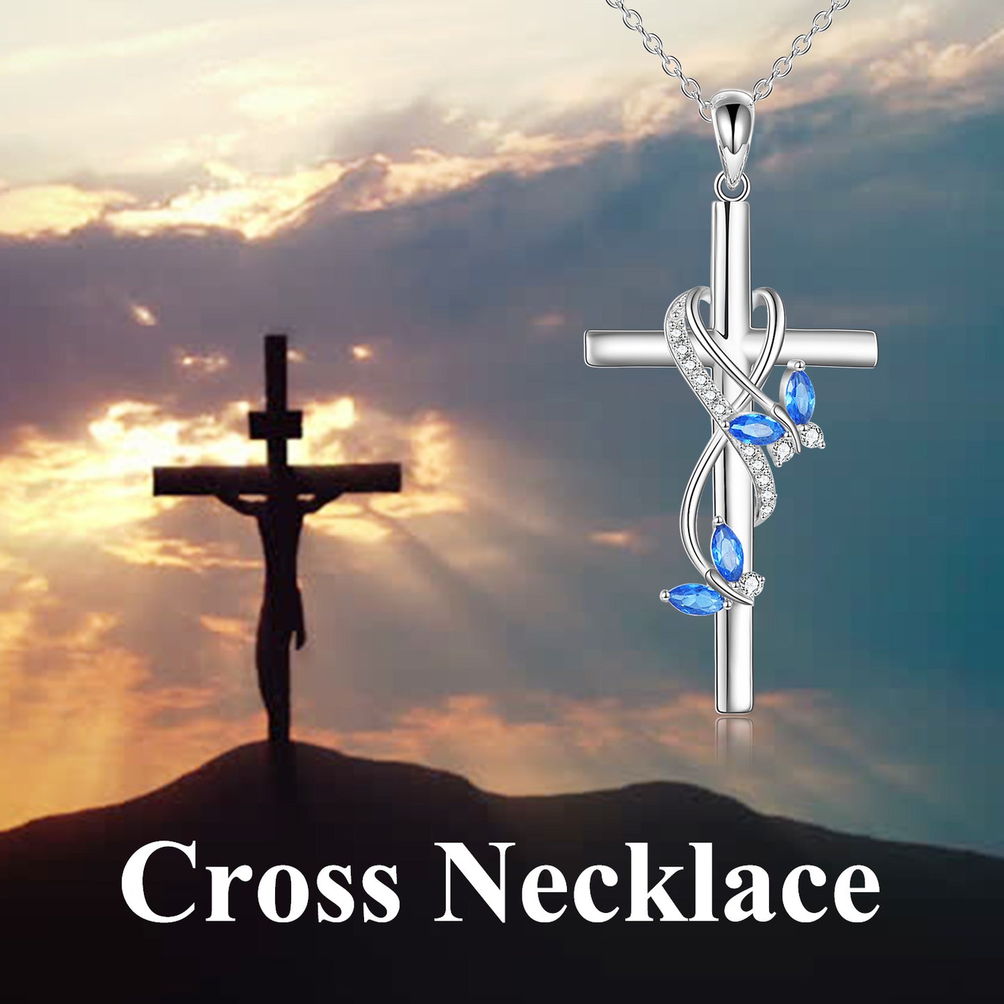 Sterling Silver Zirconia Infinite Cross Butterfy Necklace for Women