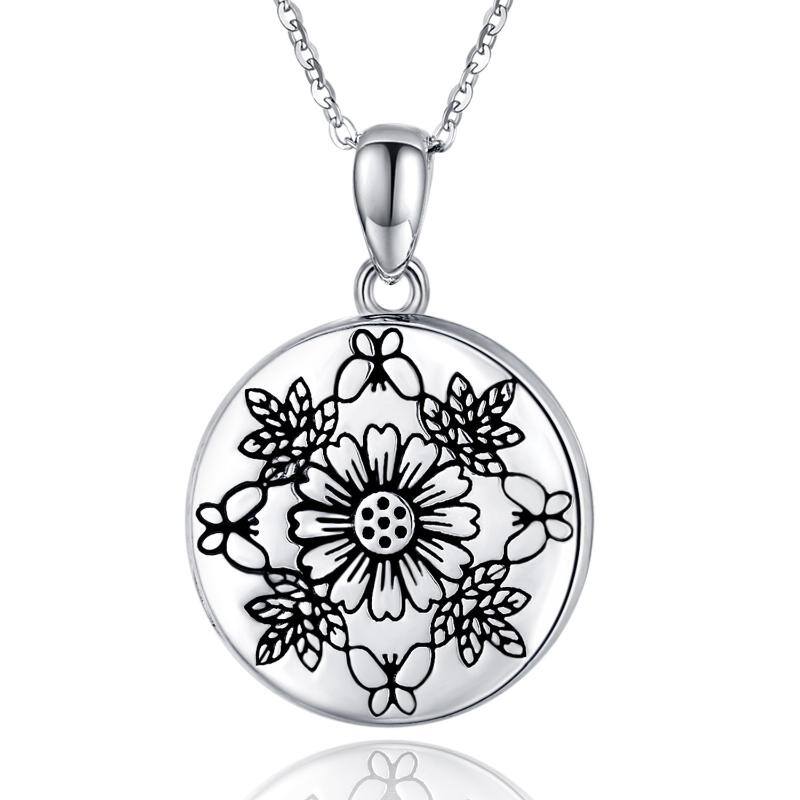 925 Sterling Silver Celtic Tree of Life Sunflower Photo Heart Locket Pendant Necklace That Holds Pictures Jewelry