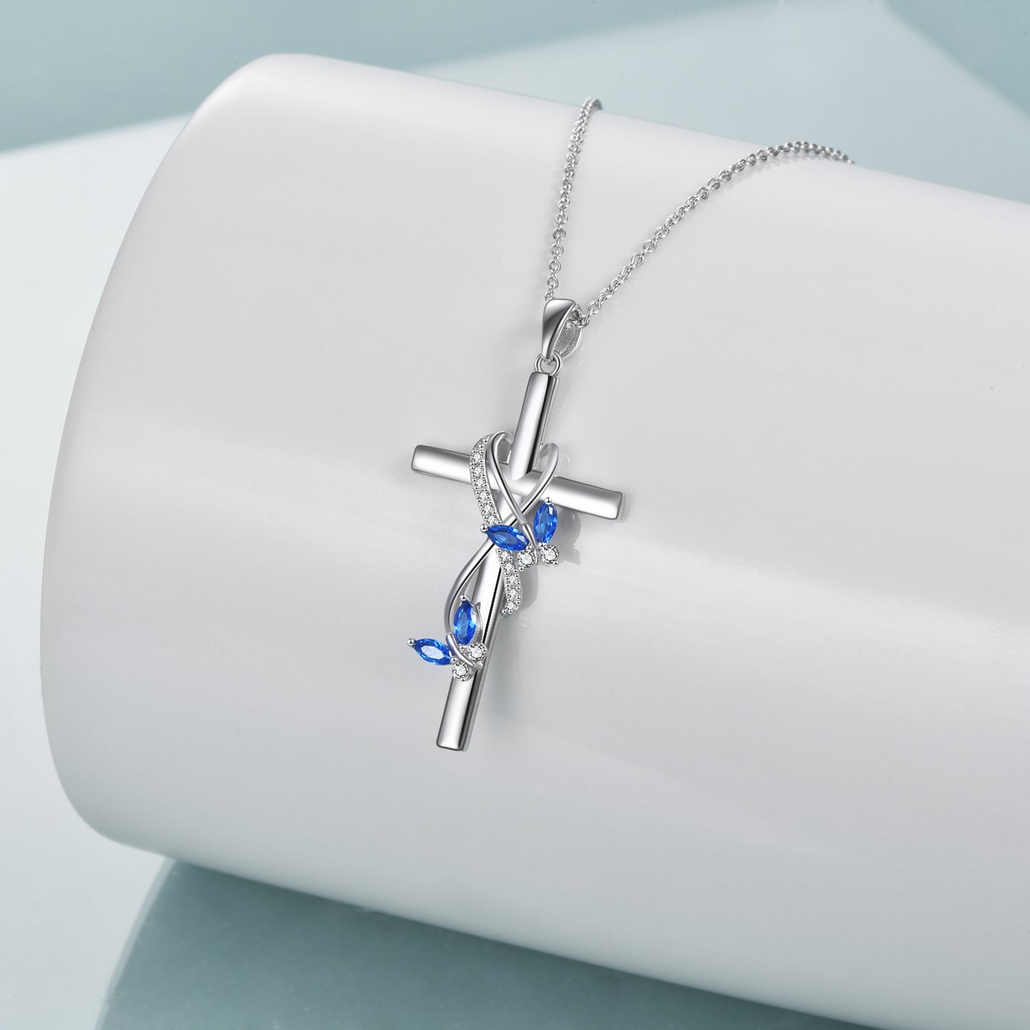 Sterling Silver Zirconia Infinite Cross Butterfy Necklace for Women