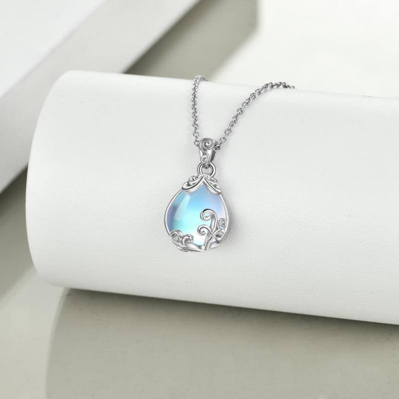 Sterling Silver Moonstone Filigree Teardrop Necklace Jewelry