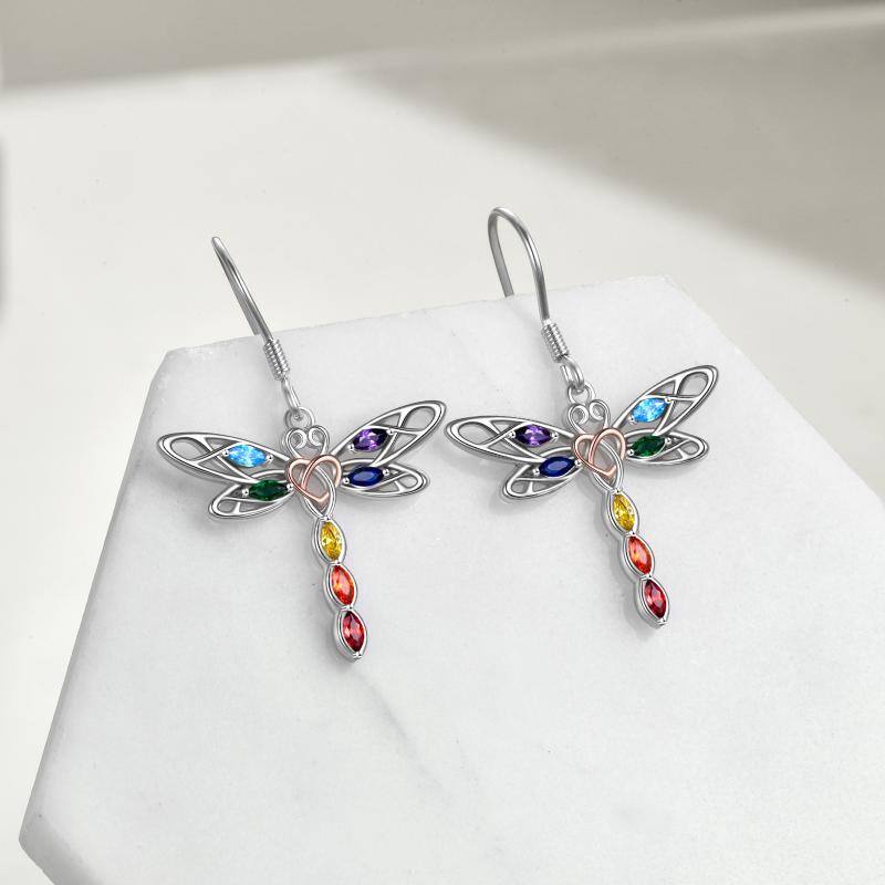 Celtic Dragonfly 7 Chakra angle Earrings for Women Sterling Silver